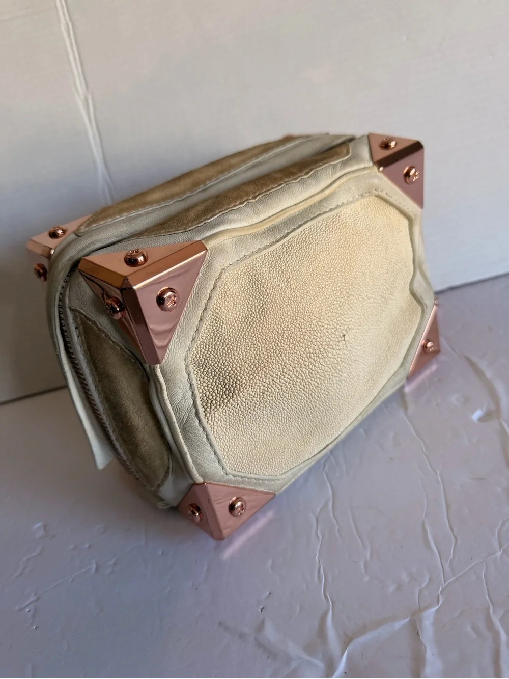Alexander Wang Cream boxy Clutch with Rose Gold Corner Hardware(hard to find)